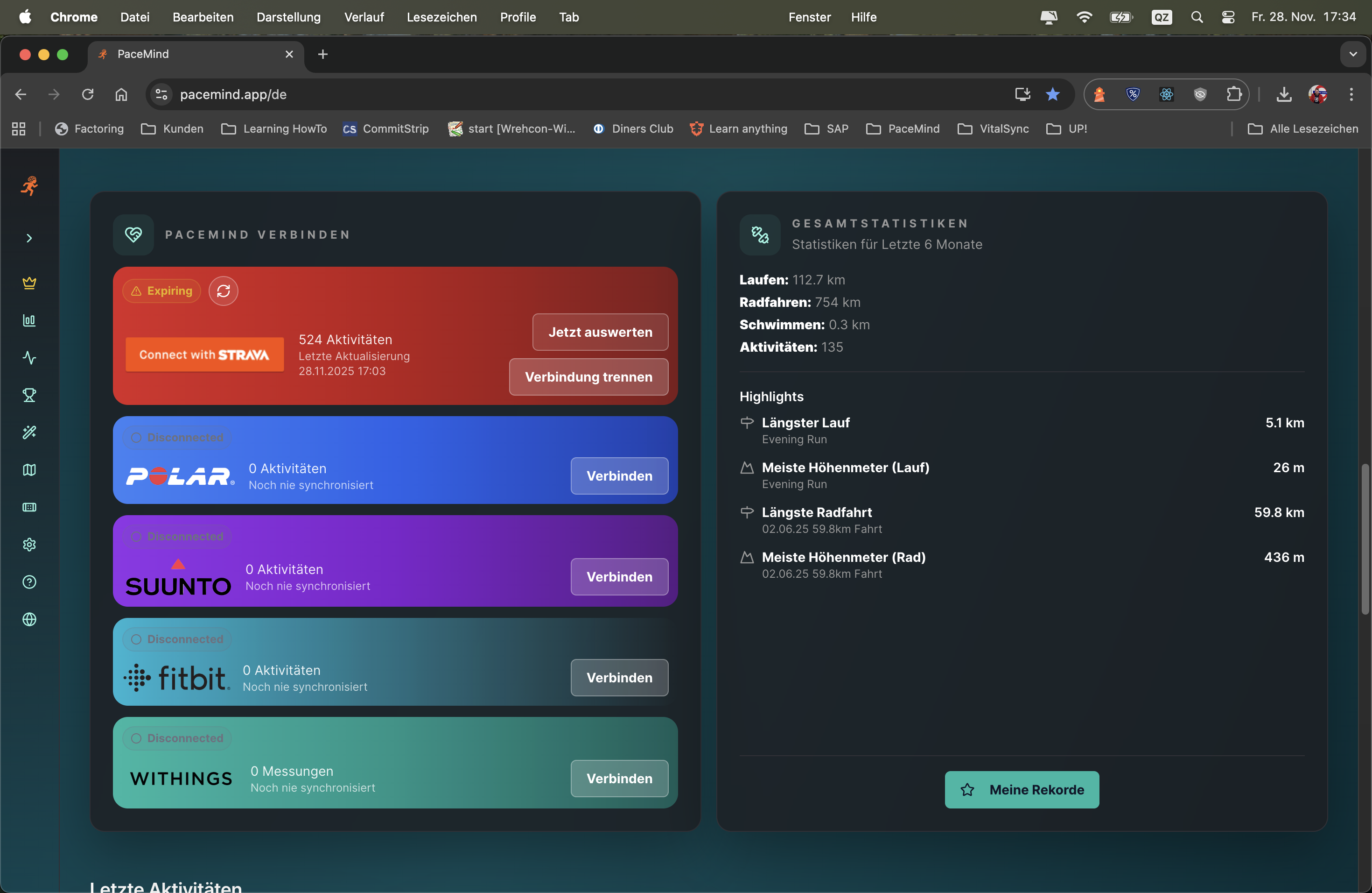 Multi-Plattform Integration mit Strava, Polar, Fitbit, Suunto, Withings und Garmin